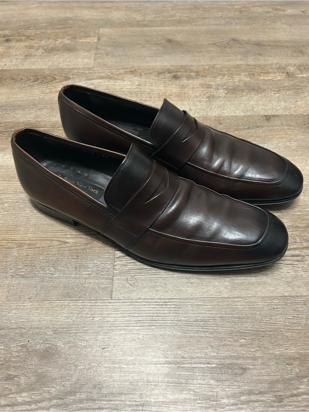 To Boot New York Mens Size 13 Dark Brown Burnished Leather Penny Loafers Shoes